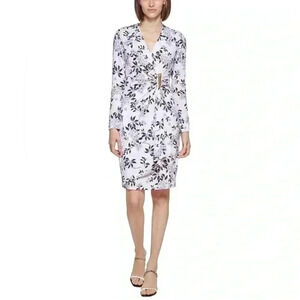 CALVIN KLEIN NWT Floral-Print Side-Bar-Detail Sheath Dress
 Size 6